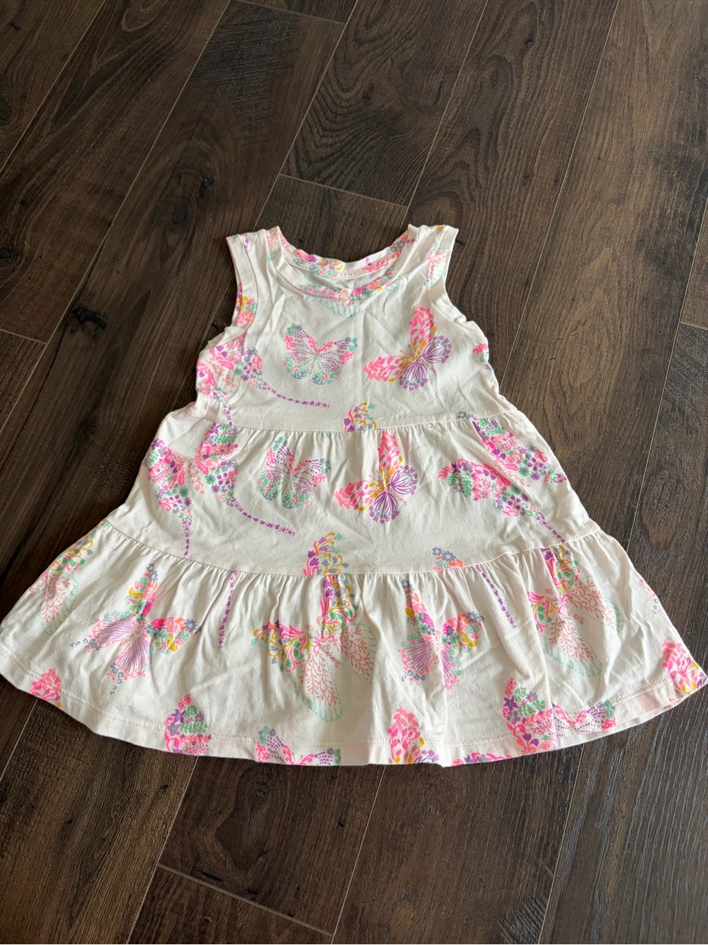 GAP White Dress with Pink & Mint Butterfly Print